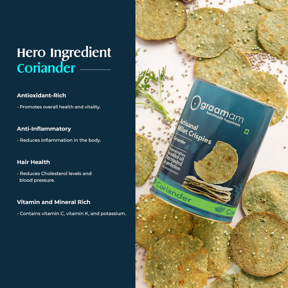 Millet Crispies - Coriander by Graamam, image 2