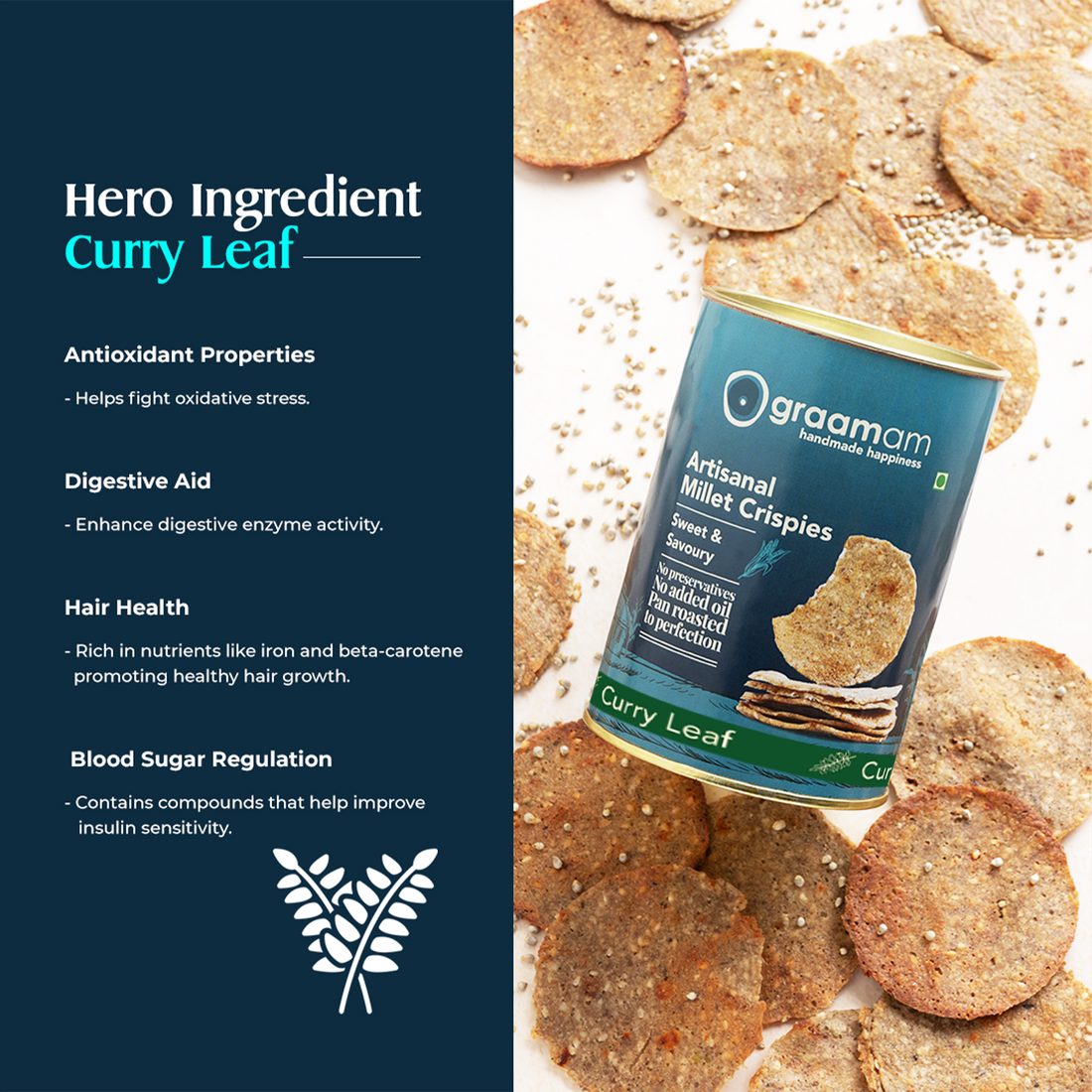 Millet Crispies - Curry Leaf